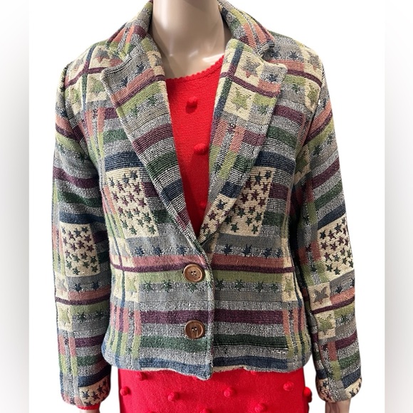 New Identity Jackets & Blazers - Tapestry style New identity southwestern patriotic cropped jacket-MP